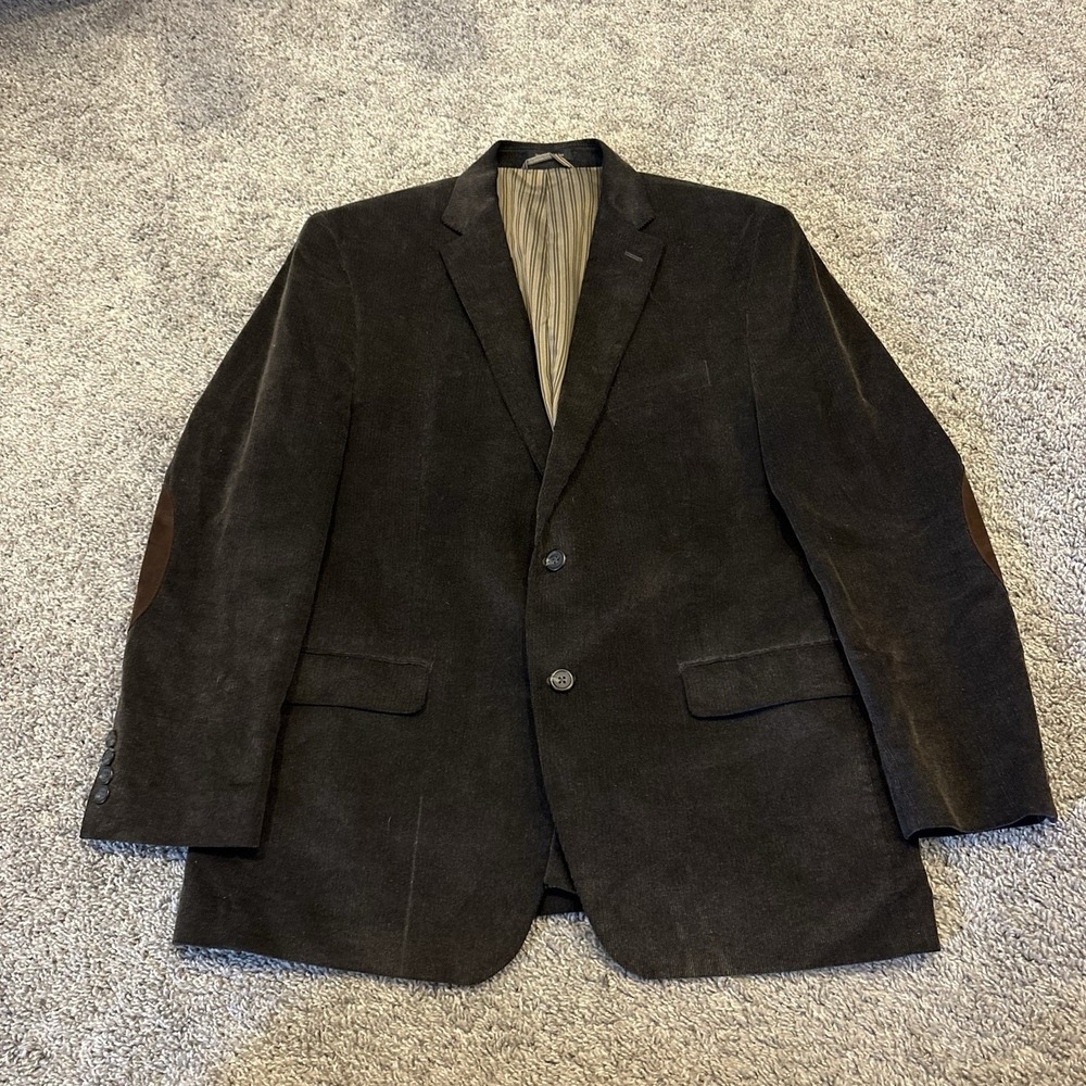 Chaps Corduroy Blazer Sport Coat 44R Elbow Patches Sport Coat Brown Suit Jacket